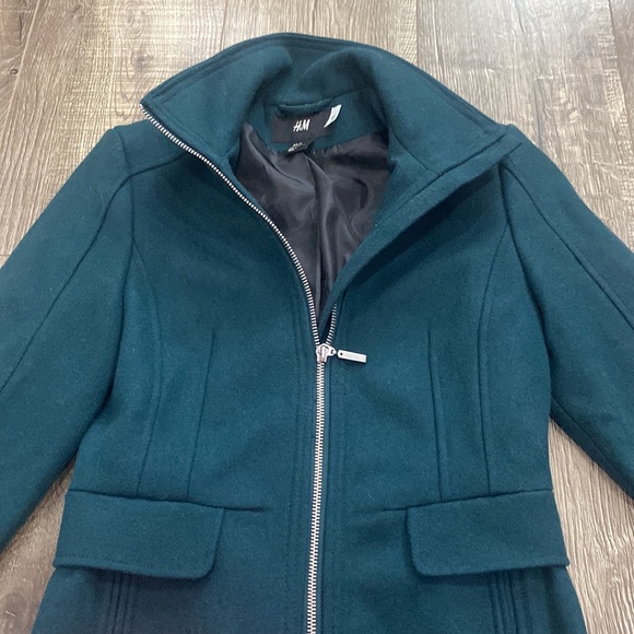 H&M wool jacket. Blue/green. Size 2 - Picture 2 of 6
